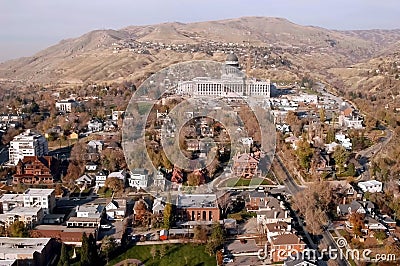 Salt lake city aerial downtown Stock Photo