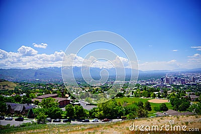 Salt Lake City aerial view from ensign park Editorial Stock Photo