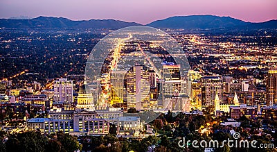 Salt Lake City skyline Utah at night Stock Photo