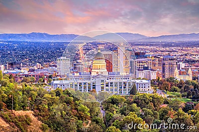 Salt Lake City, Utah at night Stock Photo