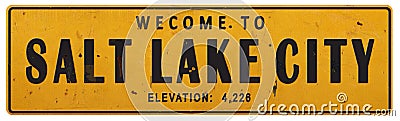 Salt Lake City Utah Street Sign Grunge Rustic Vintage Rerto Stock Photo