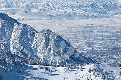 Salt Lake City winter view from the mountains Stock Photo