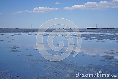 Salt lake, salt, Lake Baskunchak in Russia, Stock Photo