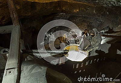 Salt miners figurines in Wieliczka Salt Mine Editorial Stock Photo