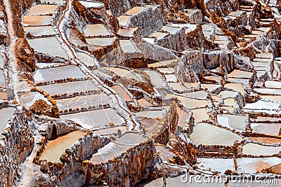 Salt Mines in Maras, Sacred Valley, Peru Stock Photo