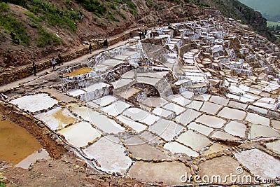 Salt mines Salinas de Maras, Cusco, Peru Editorial Stock Photo