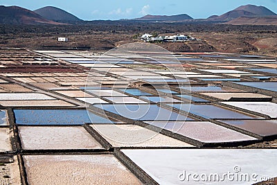 Salt Pans of Janubio Editorial Stock Photo