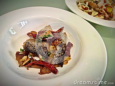 Salt Pepper Fried Fish Stock Photo