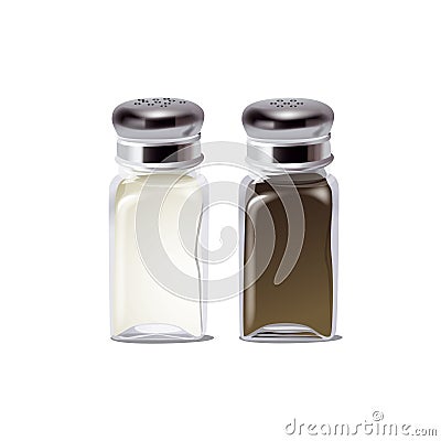 Salt and pepper isolated on white background. Spice Stock Photo