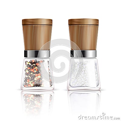 Salt And Pepper Mill Composition Vector Illustration