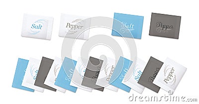 Salt Pepper Sachets Spice Envelopes Packets Vector Illustration