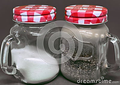 Salt and Pepper shakers, Diner style and design. Stock Photo