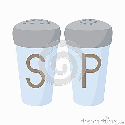 Salt and pepper shakers icon, cartoon style Vector Illustration