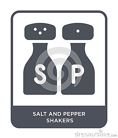 salt and pepper shakers icon in trendy design style. salt and pepper shakers icon isolated on white background. salt and pepper Vector Illustration