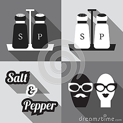 Salt and Pepper shakers icons Vector Illustration