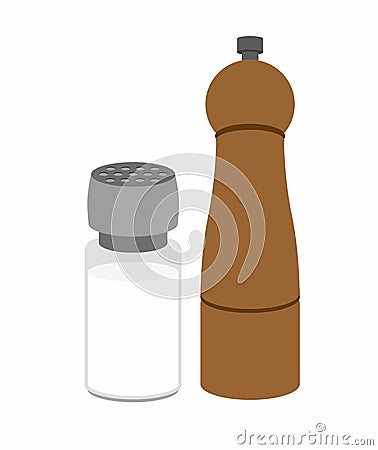 Salt and pepper shakers. On a white background. Vector illustration Vector Illustration
