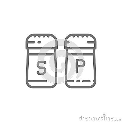 Salt and pepper, spices line icon. Vector Illustration