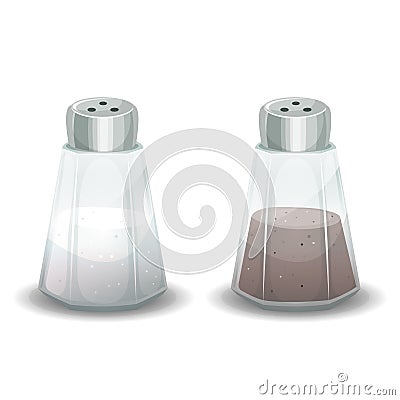 Salt And Pepper Spices Shaker Vector Illustration