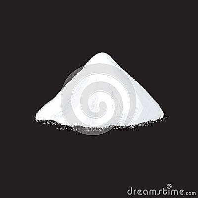 Salt pile. White sugar powder heap vector illustration on black background Vector Illustration