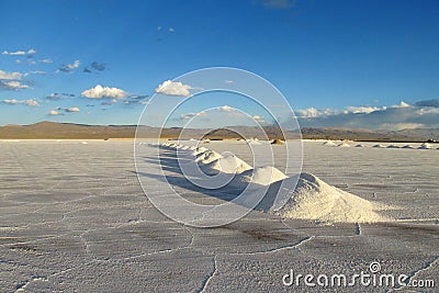 Salt piles on Salar Stock Photo