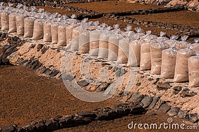 Salt Production in Fuerteventura, Canary Islands Stock Photo