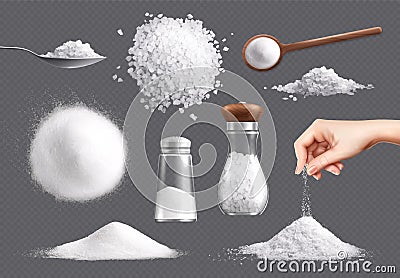 Salt Realistic Icon Set Vector Illustration