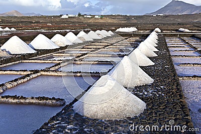 Salt refinery, Saline from Janubio, Lanzarote Stock Photo