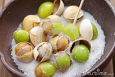 Salt roasted ginkgo nuts, japanese food Stock Photo