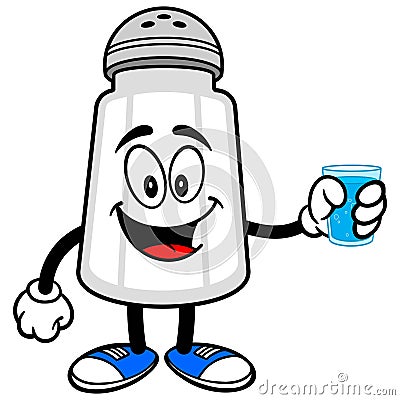 Salt Shaker with a Cup of Water Vector Illustration