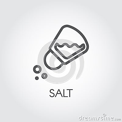 Salt shaker seasoning icon in line style. Outline pictogram for food cooking theme. Simple emblem of spice. Vector Vector Illustration