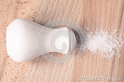 Salt shaker spill salt Stock Photo
