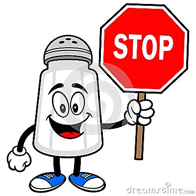 Salt Shaker with a Stop Sign Vector Illustration