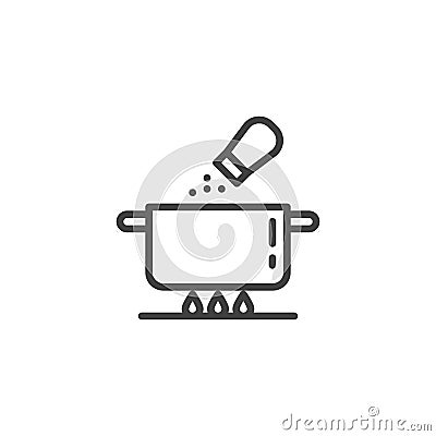Salt soup pan line icon Vector Illustration