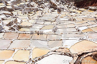 Salt Terraces known as `Salineras de Maras`, Peru Stock Photo