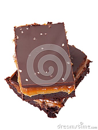 Salted Chocolate Caramel Brownies Stock Photo