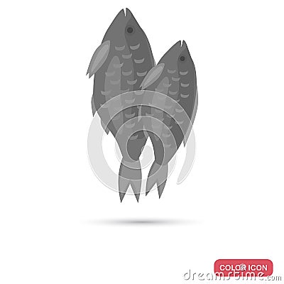 Salted fish for beer color flat icon Vector Illustration