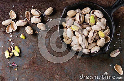 Salted roasted pistachios Stock Photo