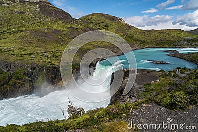 Salto Grande Waterfall in Torres Del Paine National Park, Patagonia, Chile Stock Photo