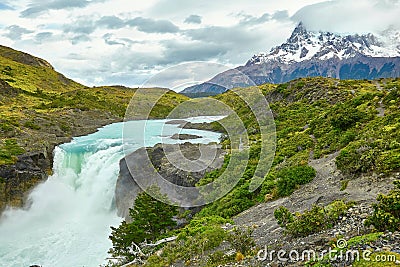 Salto Grande waterfall in Torres del Paine Stock Photo