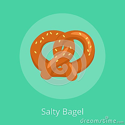 Salty Bagel Pretzel Crisp Biscuit Baked Form Knot Vector Illustration