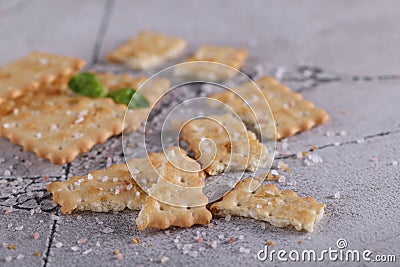 Salty cookie cracker for snack Stock Photo