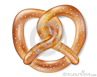 Salty cracker Realistic Pretzel. Tasty isolated Pretzel food for oktoberfest. vector illustration Vector Illustration