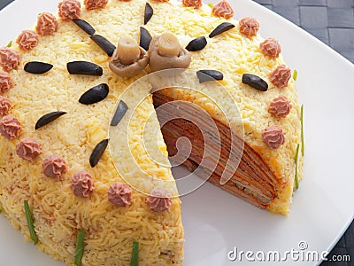Salty pancake cake Stock Photo