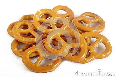Salty pretzel isolated on white background Stock Photo