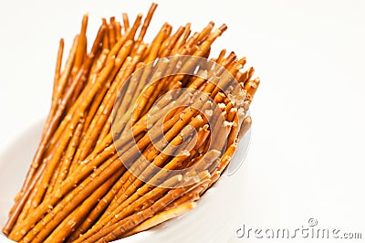 Salty pretzel sticks Stock Photo