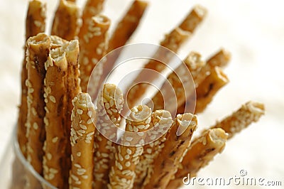 Salty Sticks with Sesame Stock Photo