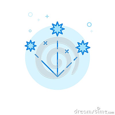 Christmas Salute, Firework Flat Vector Icon, Symbol, Pictogram, Sign. Light Blue Monochrome Design. Editable Stroke Vector Illustration
