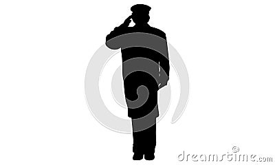 Saluting black vector sillouet. Vector Illustration