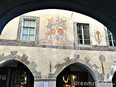 Saluzzo town, Piedmont region, Italy. Art, history, arches and splendid ancient alley Editorial Stock Photo