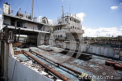scraps from the monte serrat ferry boat Editorial Stock Photo